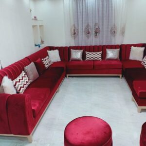 اركنة حرف U قطيفة حمراء تنجيد مجالس عربية - ابناء دويدار